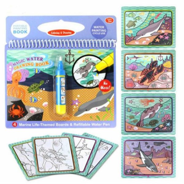 Water Drawing Book Coloring Book Doodle & Magic Pen Painting Drawing Board for Kids Toys Birthday Gift (2355-1 Ocean) - Image 2