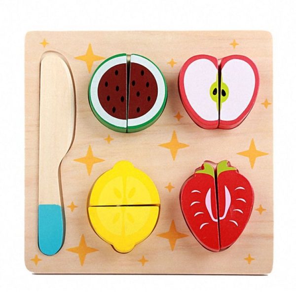 Children Wooden Cutting Fruits and Vegetables Educational Toys Kitchen Pretend Game Cooking Educational Toys (Strawberry) - Image 2