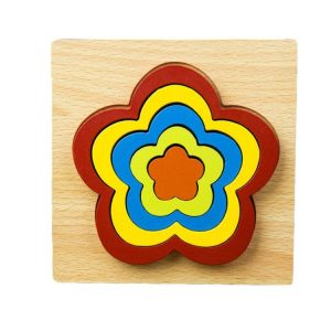 DIY Creative 3D Wooden Puzzle Geometry Shape Puzzle Children Educational Toys (Flower)