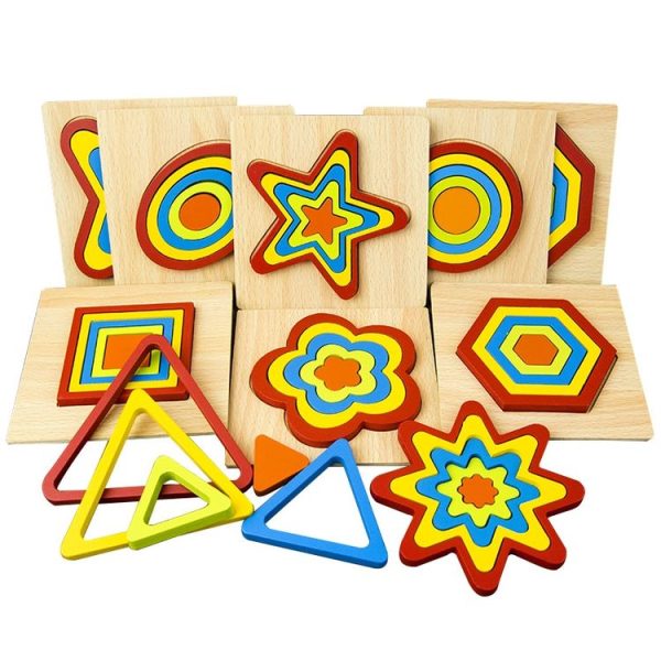 DIY Creative 3D Wooden Puzzle Geometry Shape Puzzle Children Educational Toys (Flower) - Image 4