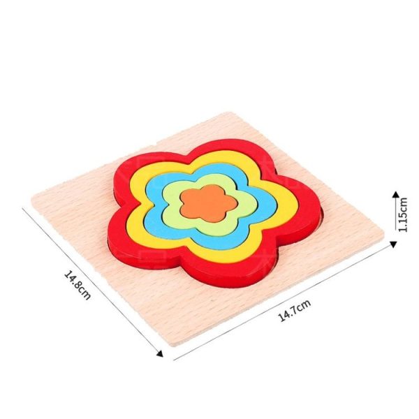 DIY Creative 3D Wooden Puzzle Geometry Shape Puzzle Children Educational Toys (Flower) - Image 8