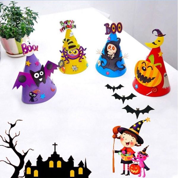 3 PCS Halloween Supplies Paper Cartoon Hat Children Dress Up Toys (Blue skull) - Image 6