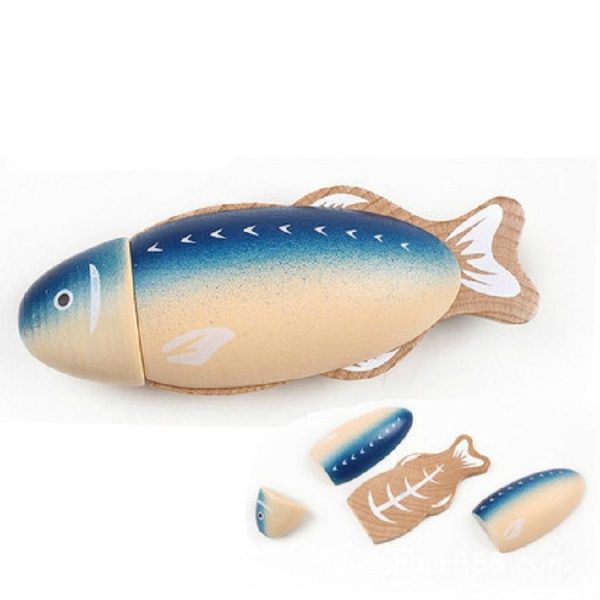 Wooden Magnetic Vegetable Fruit Cutler Kitchen Toys Children Educational Toys, Style: Squid - Image 2