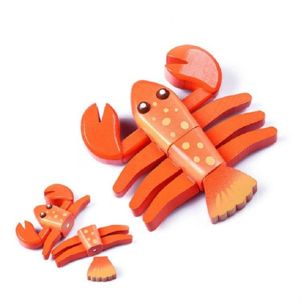 Wooden Magnetic Vegetable Fruit Cutler Kitchen Toys Children Educational Toys, Style: Lobster - Image 2