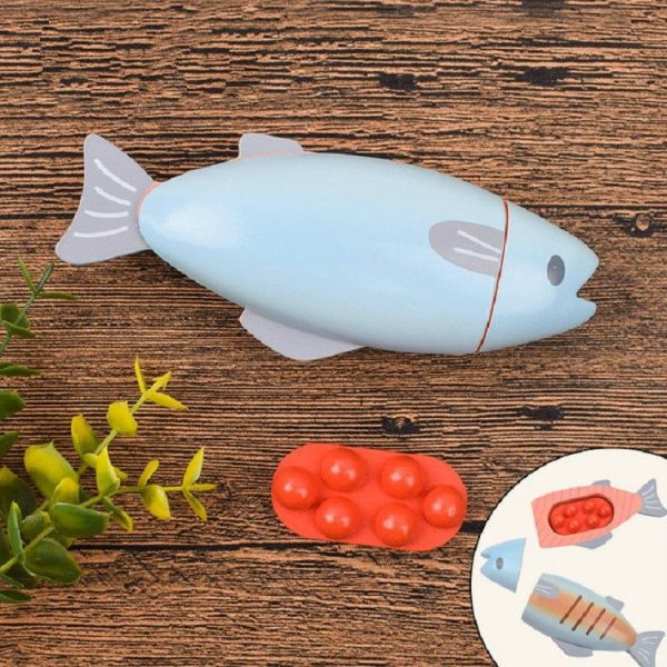 Wooden Magnetic Vegetable Fruit Cutler Kitchen Toys Children Educational Toys, Style: Salmon - Image 2