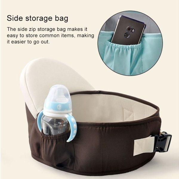Waist belt Baby Carrier Waist Stool Walkers Baby Sling Hold Waist Belt Backpack (Coffee) - Image 5