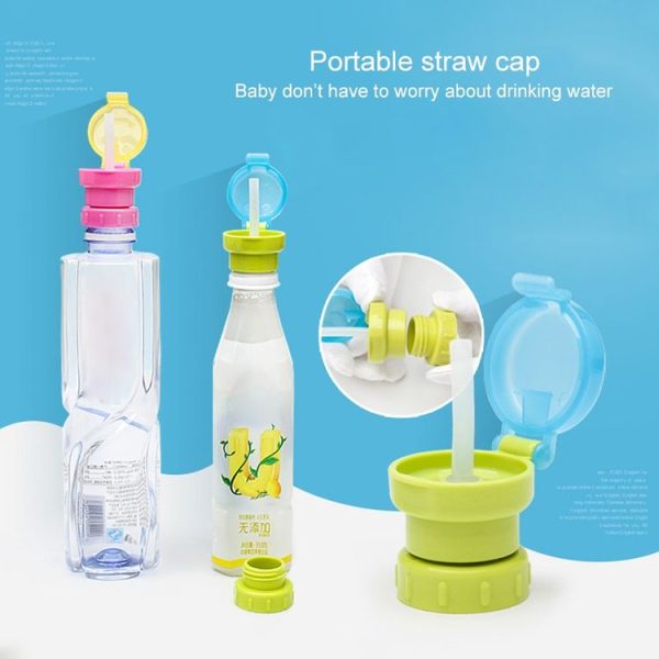 Children Portable Bottled Drinks Anti-overflow Anti-squash Replacement Straw Cap (Red) - Image 6