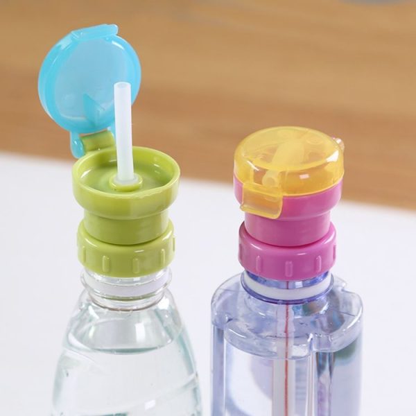 Children Portable Bottled Drinks Anti-overflow Anti-squash Replacement Straw Cap (Red) - Image 8