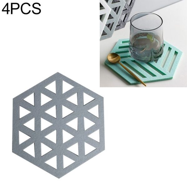 4 PCS Geometry Felt Household Tableware Dish Insulation Mat Cup Absorbent Pad, Color: Gray-blue (triangle)