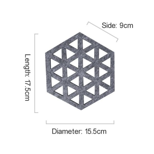 4 PCS Geometry Felt Household Tableware Dish Insulation Mat Cup Absorbent Pad, Color: Dark gray (triangle) - Image 2