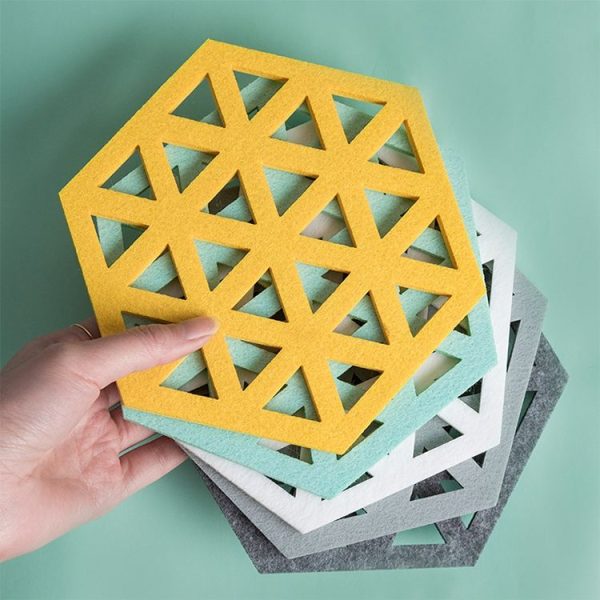 4 PCS Geometry Felt Household Tableware Dish Insulation Mat Cup Absorbent Pad, Color: Dark gray (triangle) - Image 3