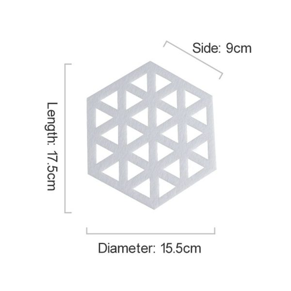 4 PCS Geometry Felt Household Tableware Dish Insulation Mat Cup Absorbent Pad, Color: White (triangle) - Image 2