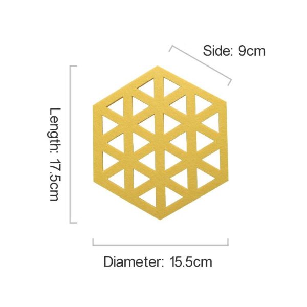 4 PCS Geometry Felt Household Tableware Dish Insulation Mat Cup Absorbent Pad, Color: Yellow (triangle) - Image 2
