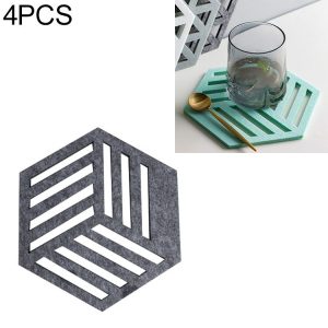 4 PCS Geometry Felt Household Tableware Dish Insulation Mat Cup Absorbent Pad, Color: Dark gray (bar)