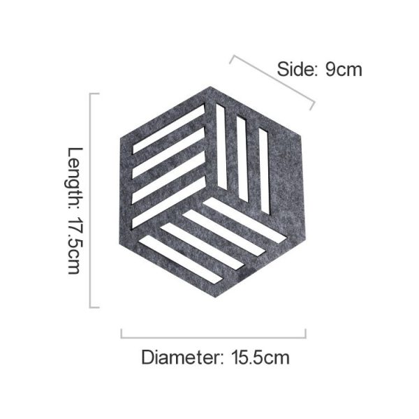 4 PCS Geometry Felt Household Tableware Dish Insulation Mat Cup Absorbent Pad, Color: Dark gray (bar) - Image 2
