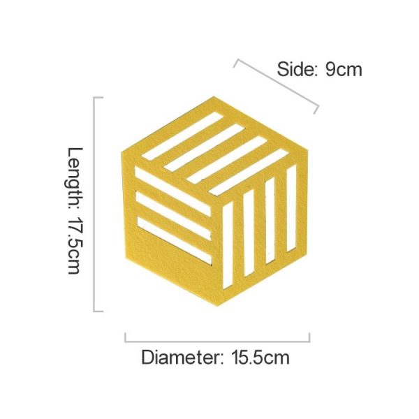 4 PCS Geometry Felt Household Tableware Dish Insulation Mat Cup Absorbent Pad, Color: Yellow (bar) - Image 2