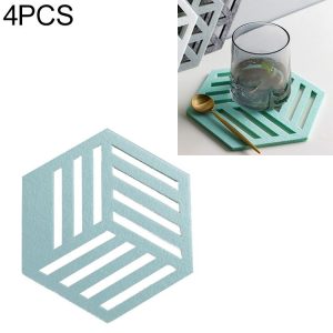 4 PCS Geometry Felt Household Tableware Dish Insulation Mat Cup Absorbent Pad, Color: Green (bar)