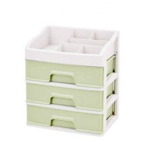 2 PCS Plastic Storage Drawer Makeup Desktop Storage Box, Size: 3 Layer (Green)