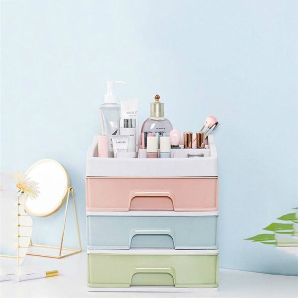 2 PCS Plastic Storage Drawer Makeup Desktop Storage Box, Size: 3 Layer (Green) - Image 5