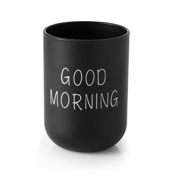 Simple Cute Brushing Cup Couple Plastic Mouthwash Cup, Pattern: Word (Black) - Image 2