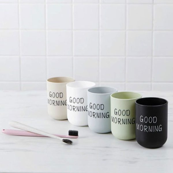 Simple Cute Brushing Cup Couple Plastic Mouthwash Cup, Pattern: Word (Black) - Image 7