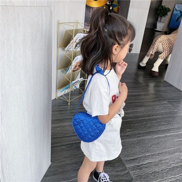 Cute Children Bag Love Sequins Diagonal Mini Shoulder Bag (Blue)