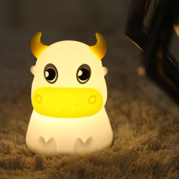 Colorful Dull Cow Silicone Night Light Led Creative Dream Bedroom Bedside Patted With Sleeping Lights, Style: Remote Control