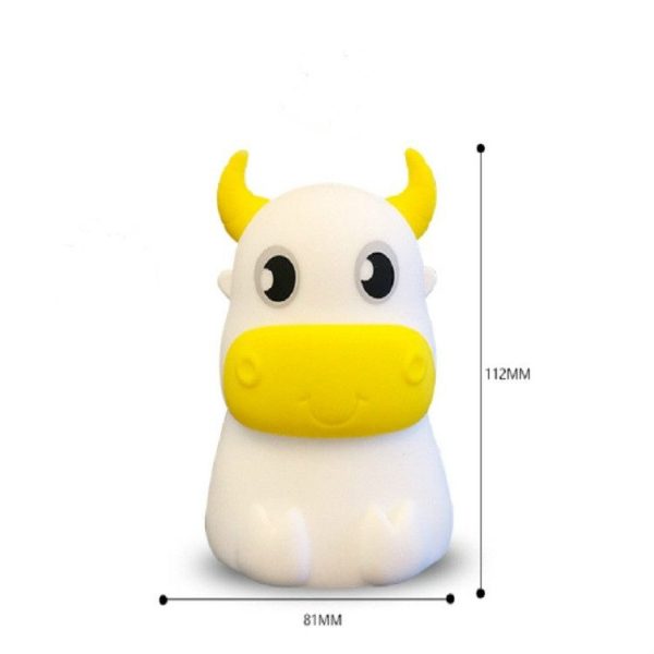 Colorful Dull Cow Silicone Night Light Led Creative Dream Bedroom Bedside Patted With Sleeping Lights, Style: Remote Control - Image 6