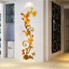 3D Wall Stikcers Flower Shape Acrylic Fashionable Detachable Waterproof DIY Wall Stickers Home Decoration, Size: 100x30CM (Mirror Deep Gold Right)