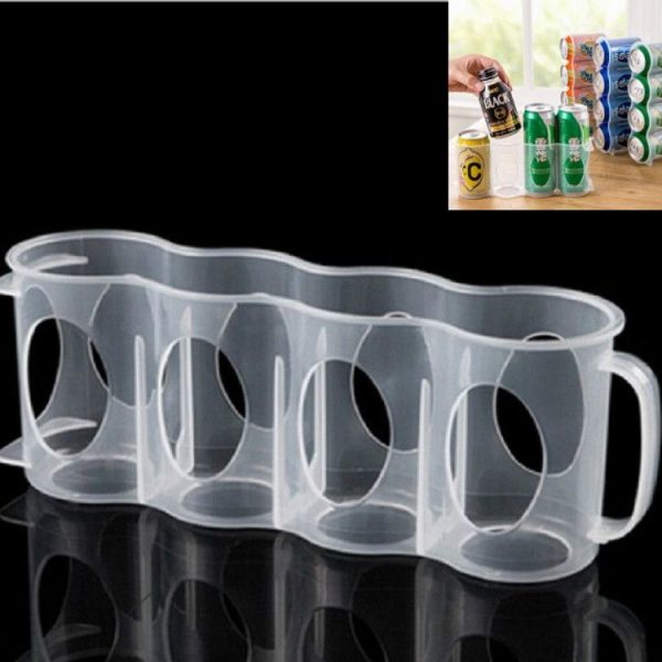 Kitchen Cans Beverage Storage Box Canned Beer Refrigerator 4 Grid Rack