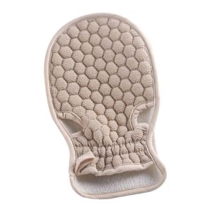 Bath Body Shower Gloves Skin Exfoliating SPA Massage Mitt Lattice Particles Washcloth (Grey White)