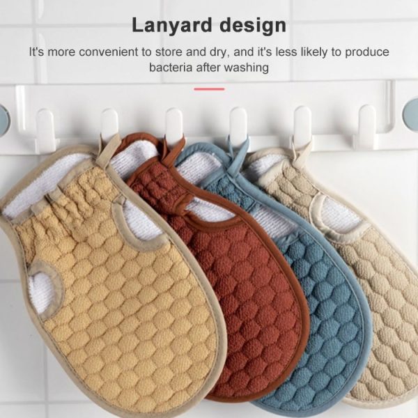 Bath Body Shower Gloves Skin Exfoliating SPA Massage Mitt Lattice Particles Washcloth (Grey White) - Image 10