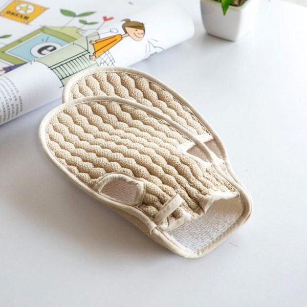 Bath Body Shower Gloves Skin Exfoliating SPA Massage Mitt Lattice Particles Washcloth (Grey White) - Image 11