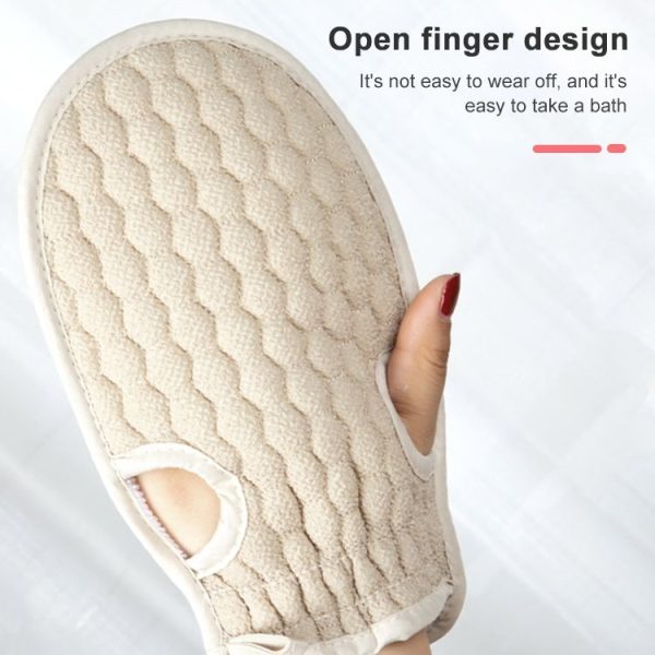 Bath Body Shower Gloves Skin Exfoliating SPA Massage Mitt Lattice Particles Washcloth (Grey White) - Image 6