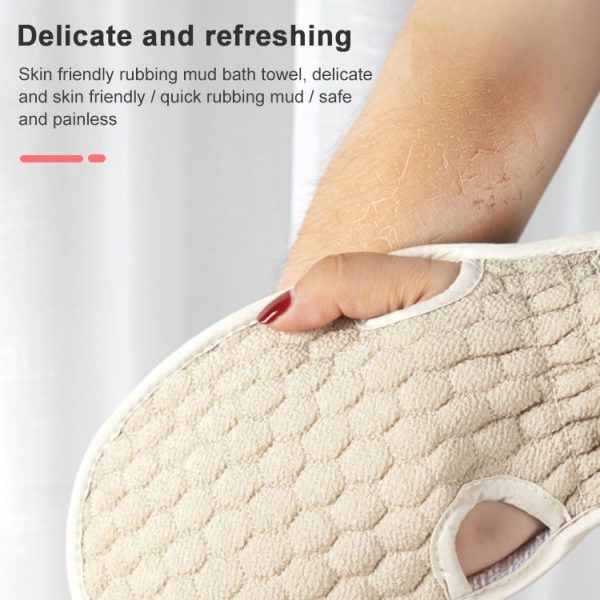 Bath Body Shower Gloves Skin Exfoliating SPA Massage Mitt Lattice Particles Washcloth (Grey White) - Image 7
