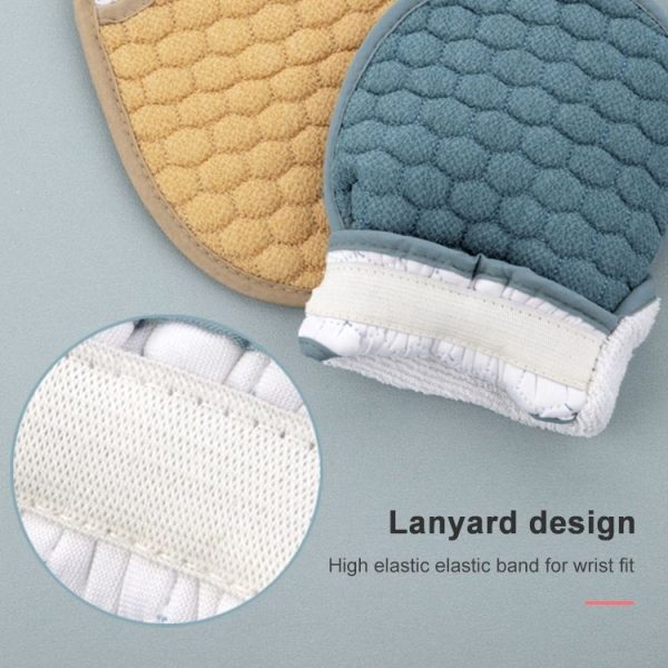 Bath Body Shower Gloves Skin Exfoliating SPA Massage Mitt Lattice Particles Washcloth (Grey White) - Image 8