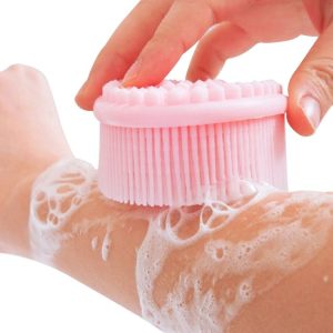 Silicone Scalp Shower Massage Brush Soft Baby Bath Brush (Pink)