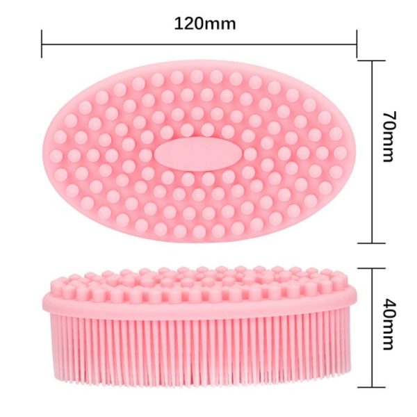Silicone Scalp Shower Massage Brush Soft Baby Bath Brush (Pink) - Image 3