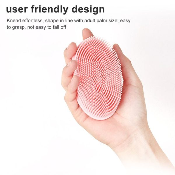 Silicone Scalp Shower Massage Brush Soft Baby Bath Brush (Pink) - Image 5