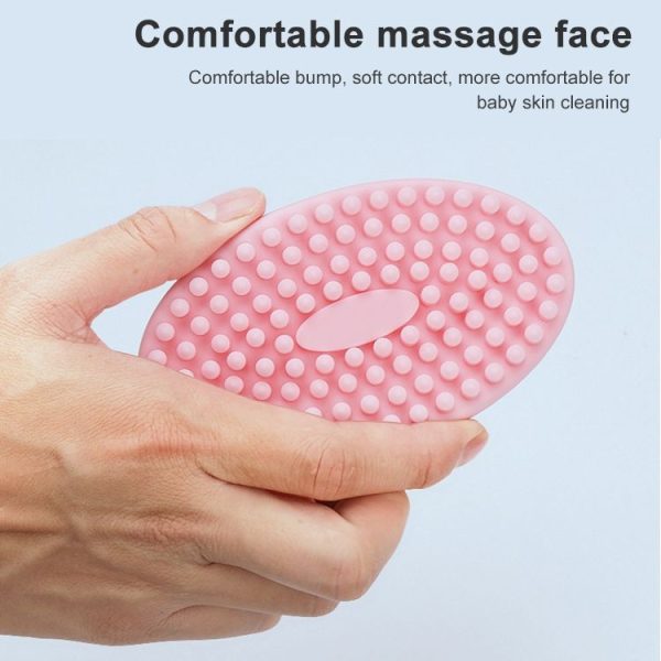 Silicone Scalp Shower Massage Brush Soft Baby Bath Brush (Pink) - Image 8