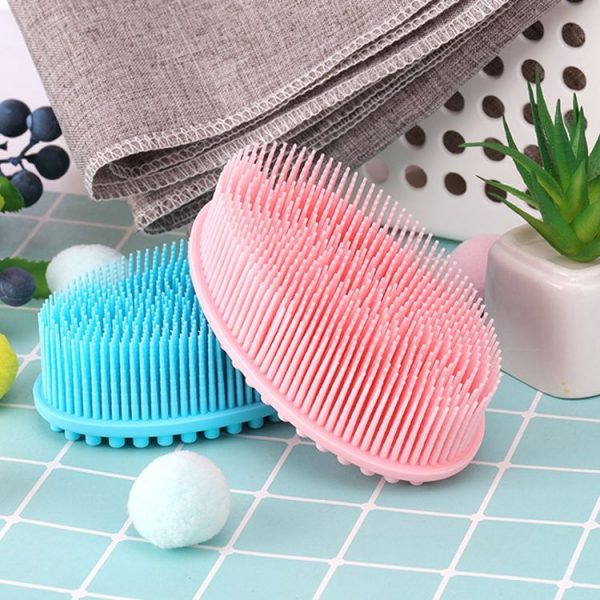 Silicone Scalp Shower Massage Brush Soft Baby Bath Brush (Pink) - Image 9