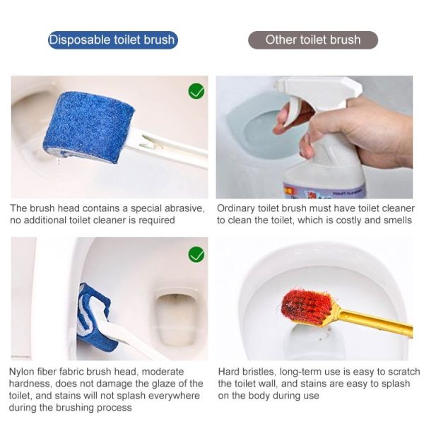 No Dead Corner Soft Bristles Disposable Toilet Brush (Green) - Image 8