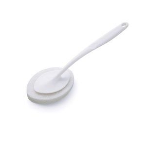 Bathroom Long Handle Cleaning Sponge Brush Floor Tile Decontamination Scouring Pad (White)