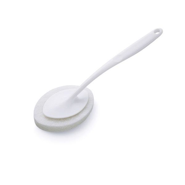 Bathroom Long Handle Cleaning Sponge Brush Floor Tile Decontamination Scouring Pad (White) - Image 2