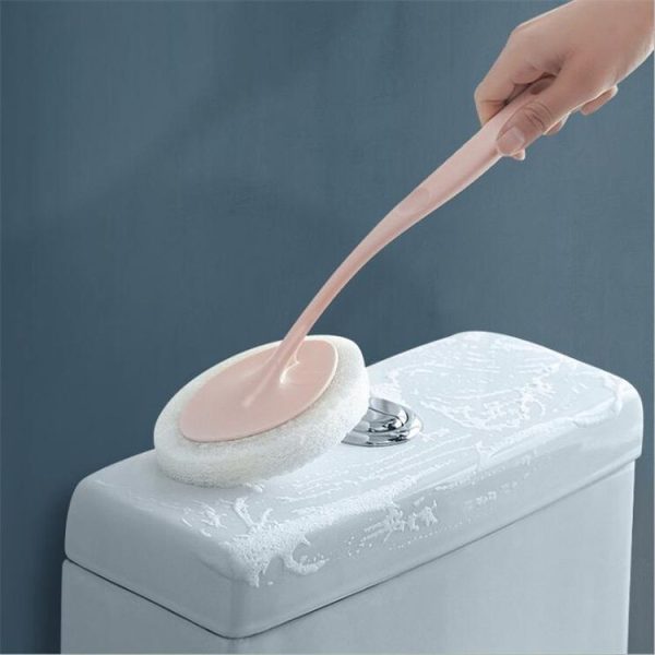 Bathroom Long Handle Cleaning Sponge Brush Floor Tile Decontamination Scouring Pad (White) - Image 5