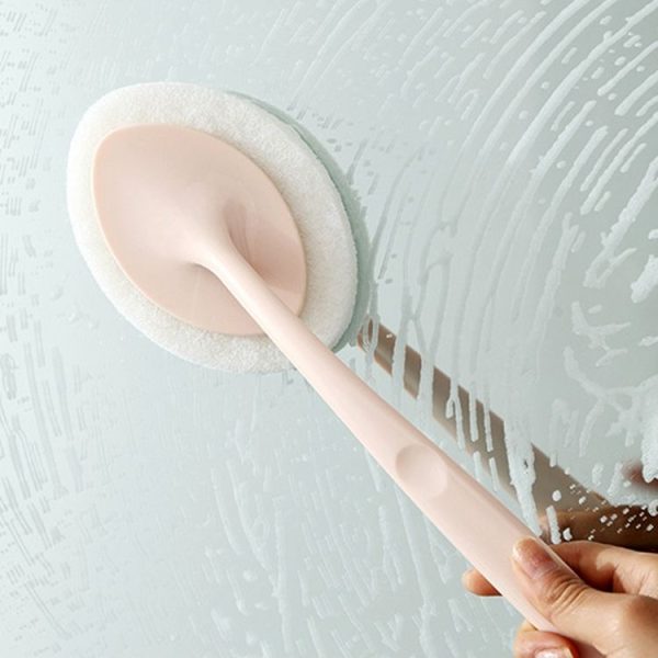 Bathroom Long Handle Cleaning Sponge Brush Floor Tile Decontamination Scouring Pad (White) - Image 6