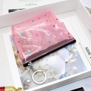 Mini Waterproof PVC Jelly Coin Purse Transparent Zipper Bag (Rose Red)