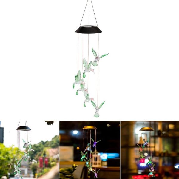 Creative Electronics Solar LED Hummingbird Wind Chime Light Seven Colors - Image 2