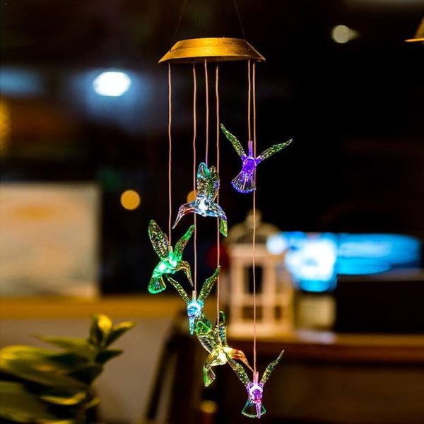 Creative Electronics Solar LED Hummingbird Wind Chime Light Seven Colors - Image 3