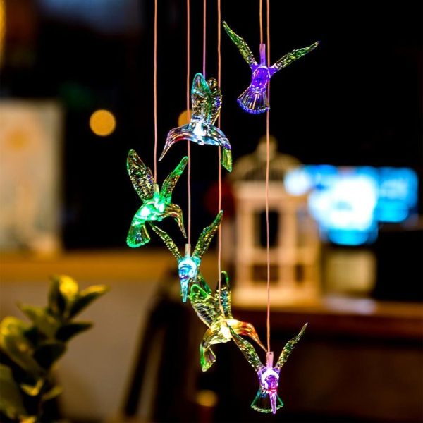 Creative Electronics Solar LED Hummingbird Wind Chime Light Seven Colors - Image 4